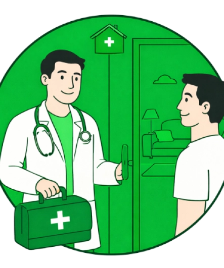 Пациент и врач в медицинской палате