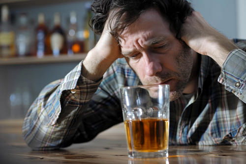 мужчина страдает алкоголизмом